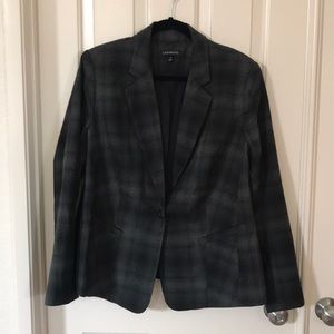 Dark Gray Plaid single Button Blazer